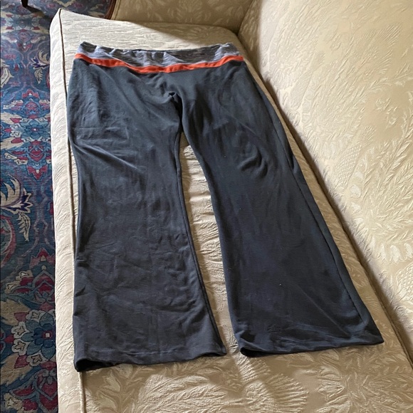 Bally Total Fitness Gray Leggings Black&White Orange Waistband Hidden Pocket XL - Picture 1 of 12